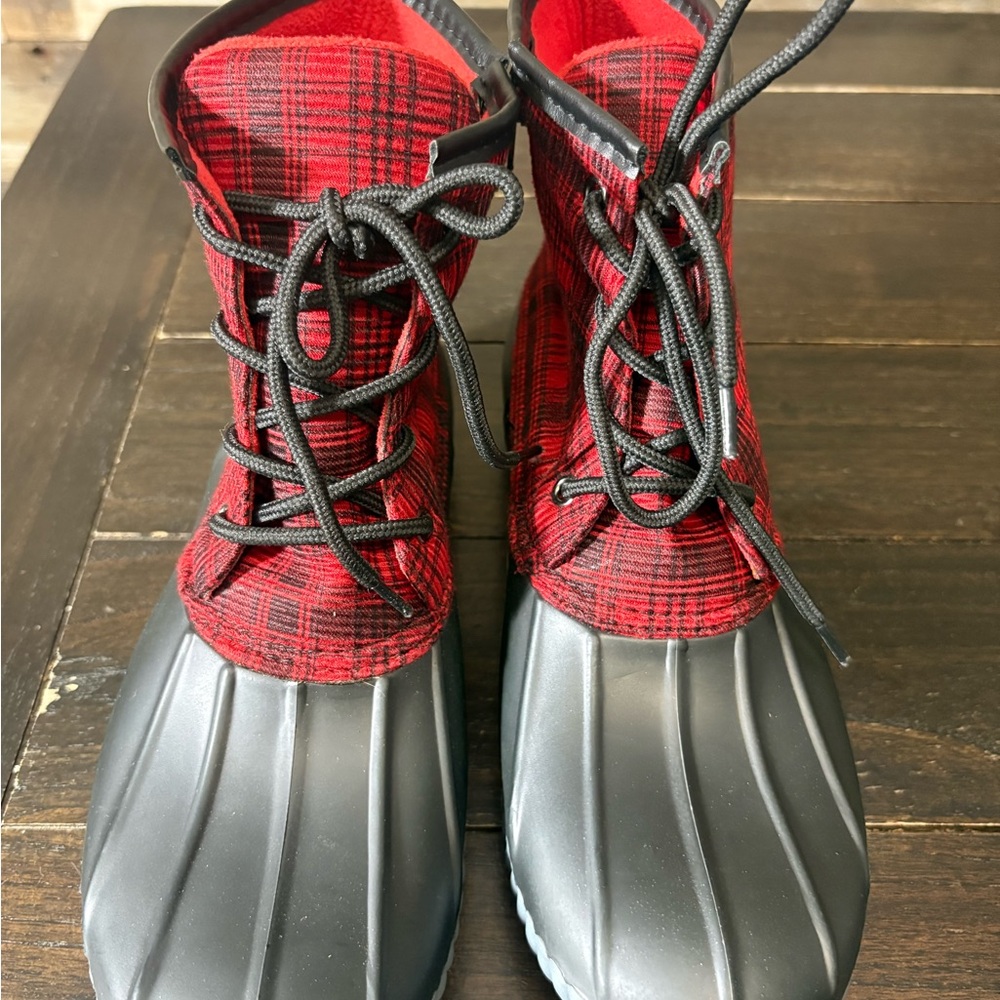 Women’s Avanti Red Plaid Flannel Lace-up Rain/Snow Boots size 10